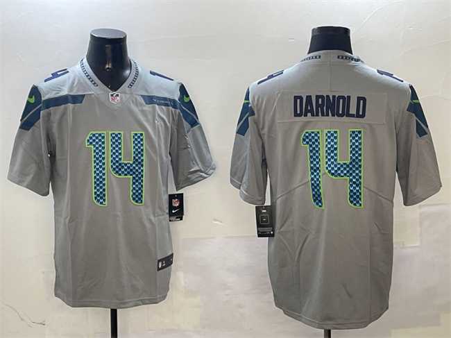 Men%27s Seattle Seahawks #14 Sam Darnold Gray 2025 Vapor Limited Football Stitched Jersey